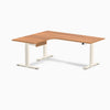 Desky L-Shape Melamine Standing Desk With Drawer, Prime Oak desktop, Wheat frame