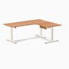 Desky L-Shape Melamine Standing Desk With Drawer, Prime Oak desktop, Wheat frame