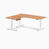 Desky L-Shape Melamine Standing Desk With Drawer, Prime Oak desktop, White frame