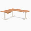 Desky L-Shape Melamine Standing Desk With Drawer, Prime Oak desktop, Wheat frame