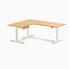 Desky L-Shape Melamine Standing Desk With Drawer, Select Beech desktop, Wheat frame