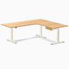 Desky L-Shape Melamine Standing Desk With Drawer, Select Beech desktop, Wheat frame