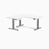 Desky L-Shape Melamine Standing Desk With Drawer, White desktop, Space Grey frame