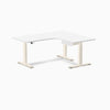 Desky L-Shape Melamine Standing Desk With Drawer, White desktop, Wheat frame
