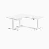 Desky L-Shape Melamine Standing Desk With Drawer, White desktop, White frame