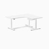 Desky L-Shape Melamine Standing Desk With Drawer, White desktop, White frame