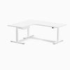 Desky L-Shape Melamine Standing Desk With Drawer, White desktop, White frame