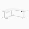 Desky L-Shape Melamine Standing Desk With Drawer, White desktop, White frame