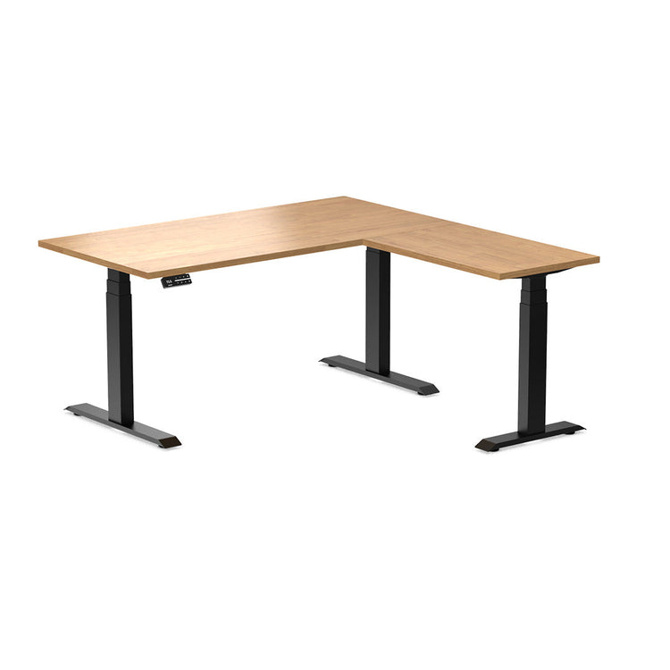 l-shape rubberwood sit stand desk