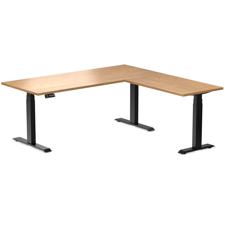 l-shape rubberwood sit stand desk