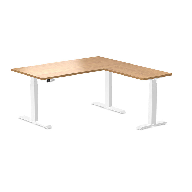 l-shape rubberwood sit stand desk