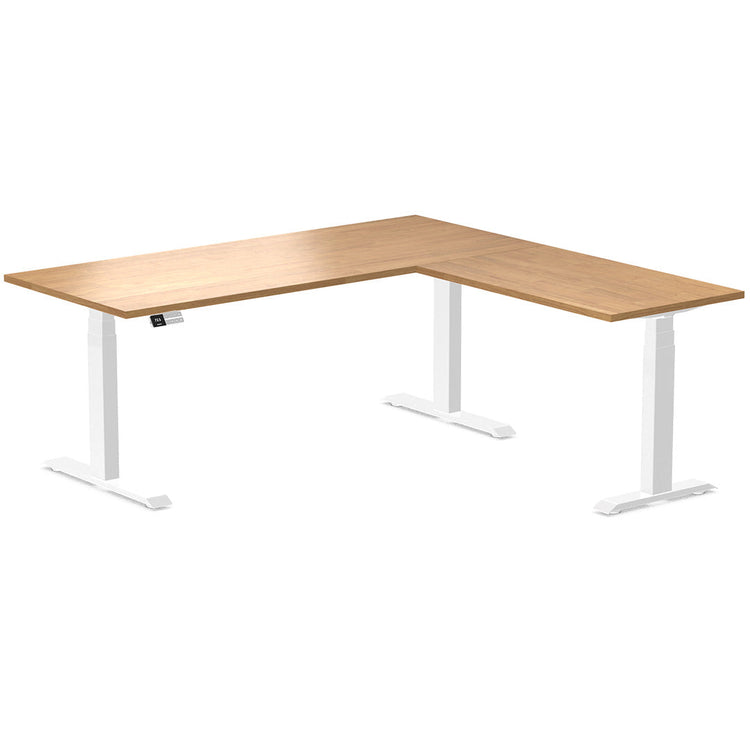 l-shape rubberwood sit stand desk