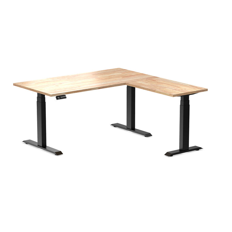 l-shape rubberwood sit stand desk