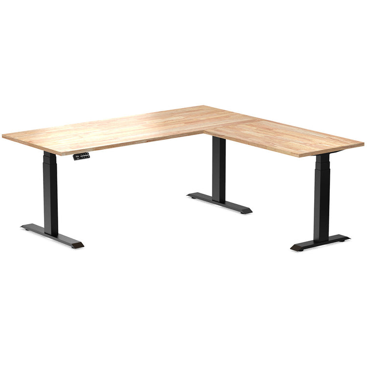 l-shape rubberwood sit stand desk