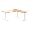 l-shape rubberwood sit stand desk