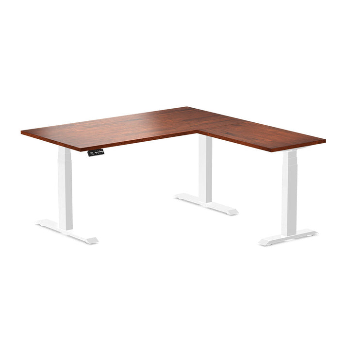 Desky Rubberwood L-Shape Sit Stand Desk