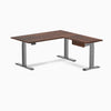 Desky Softwood L-Shape Standing Desk With Drawer, American Rustic Pine desktop, Space Grey frame