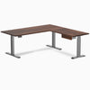 Desky Softwood L-Shape Standing Desk With Drawer, American Rustic Pine desktop, Space Grey frame