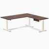 Desky Softwood L-Shape Standing Desk With Drawer, American Rustic Pine desktop, Wheat frame