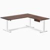 Desky Softwood L-Shape Standing Desk With Drawer, American Rustic Pine desktop, White frame