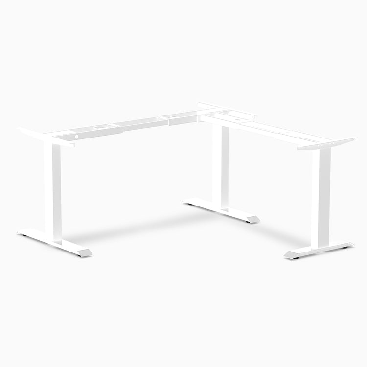 desky zero fixed L-shape frame office desk white