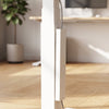 White magentic cable management attached to white standing desk frame