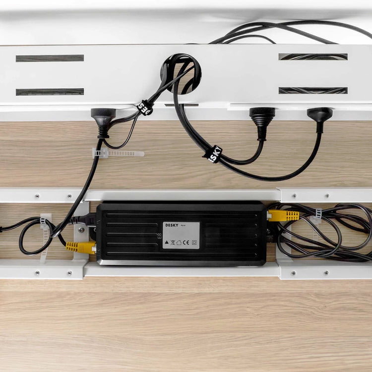 Desky mini cable and management tray under Desky standing desk