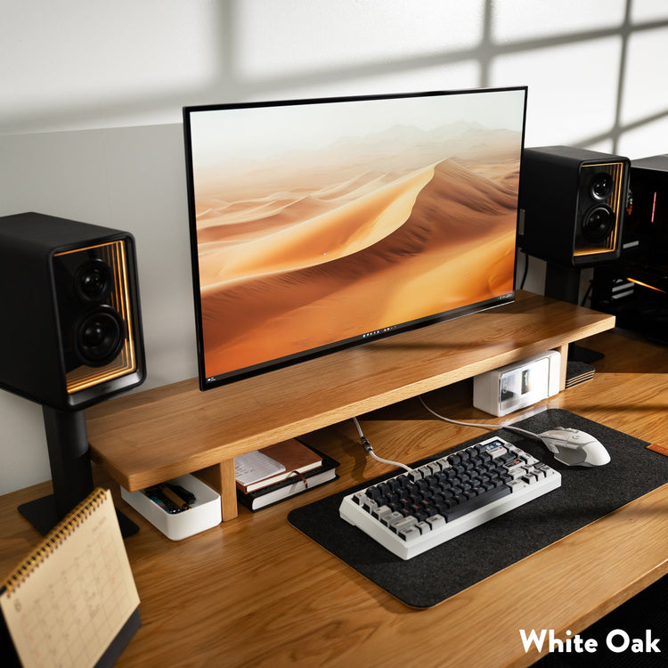 White Oak monitor stand setup