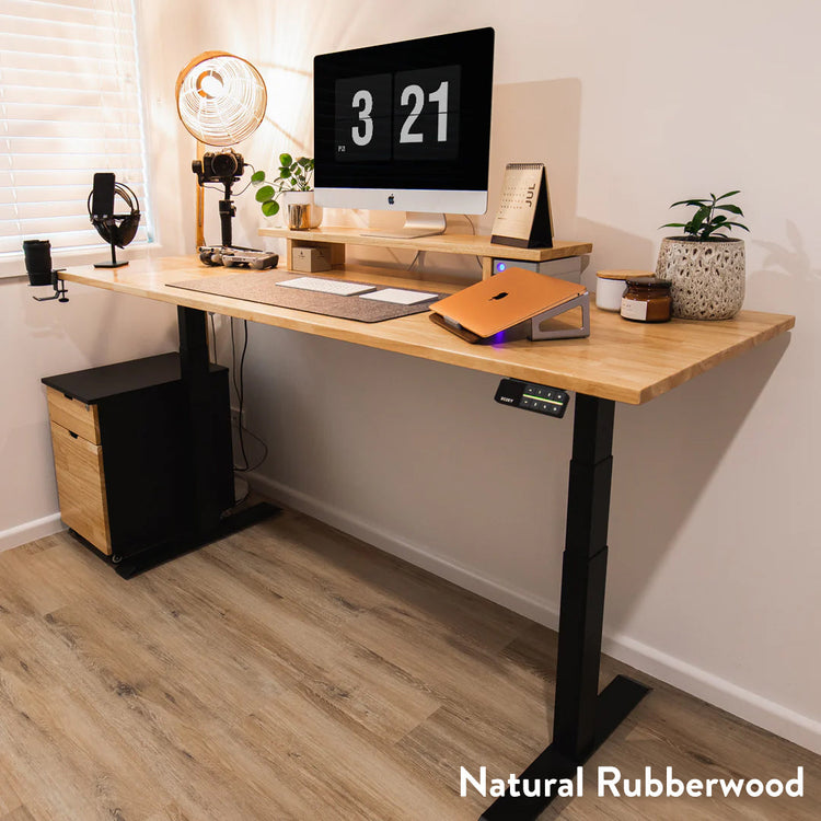 Desky Dual Rubberwood Sit Stand Desk