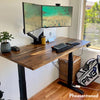 Desky pheasantwood desk with dual monitor setup