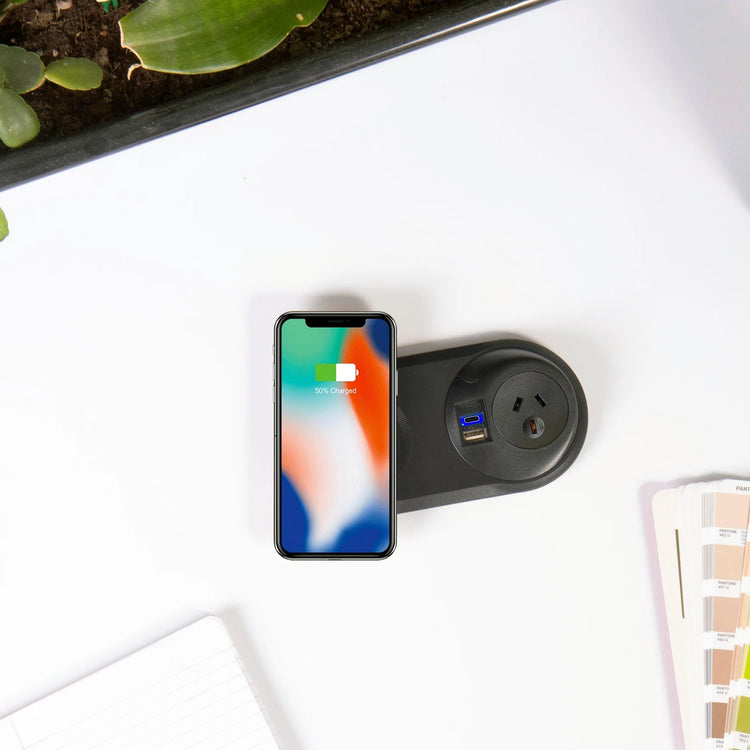 Desky Pixel ARC Wireless Charger On Desk Power-Power Accessories-Desky-Black-Starter Power Cable-A-DeskyÌâå¨ Australia