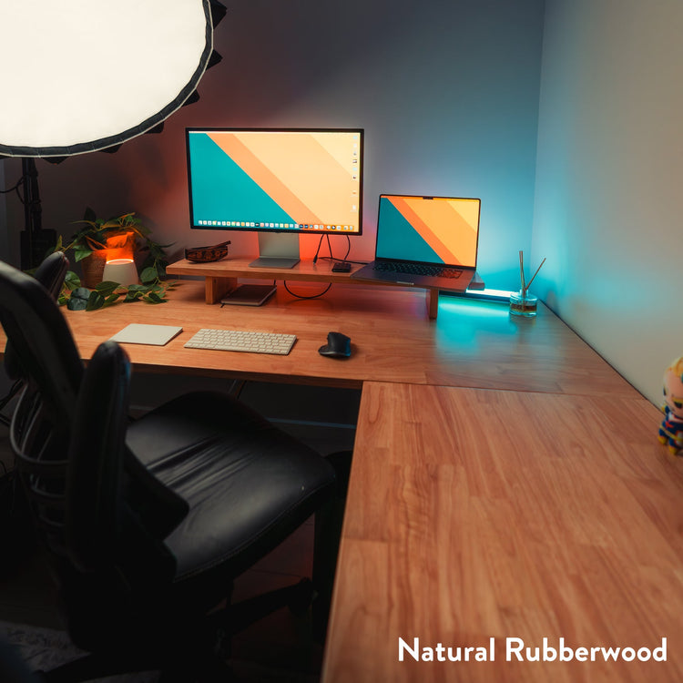 Desky Dual Rubberwood Sit Stand Desk