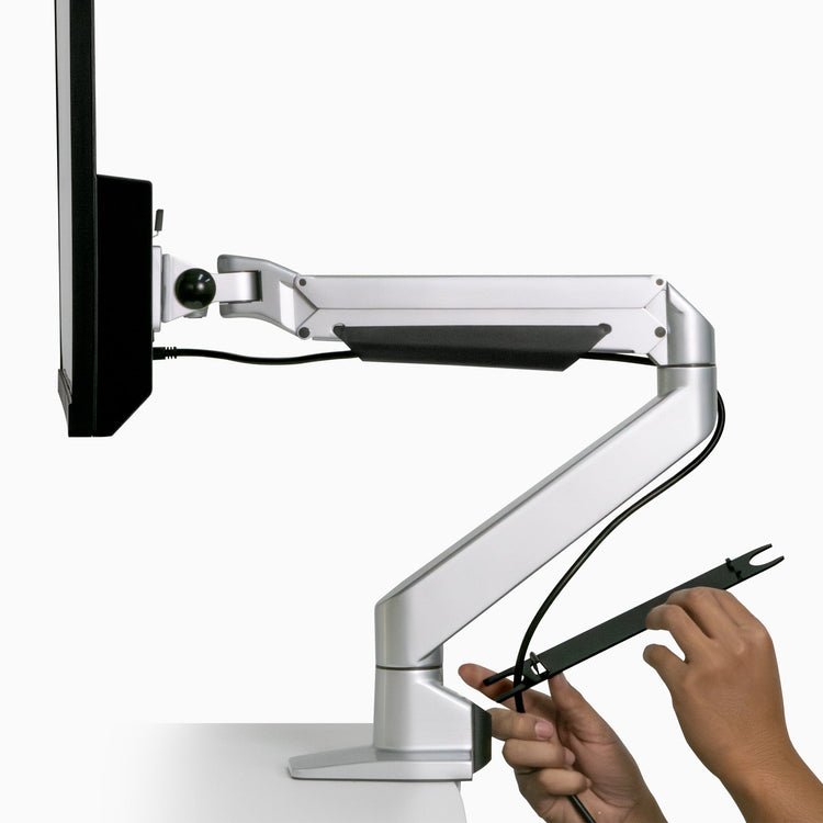 Single monitor arm setup with cable management