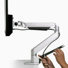 Single monitor arm for heavy monitors with cable management