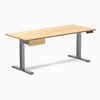 Desky Single Standing Desk With Drawer, Bamboo desktop, Space Grey frame