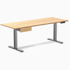Desky Single Standing Desk With Drawer, Bamboo desktop, Space Grey frame