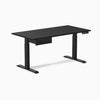 Desky Single Standing Desk With Drawer, Black desktop, Matte Black frame