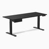 Desky Single Standing Desk With Drawer, Black desktop, Matte Black frame