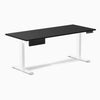 Desky Single Standing Desk With Drawer, Black desktop, White frame