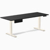 Desky Single Standing Desk With Drawer, Black desktop, Wheat frame