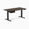 Desky Single Standing Desk With Drawer, Dark Bamboo desktop, Matte Black frame