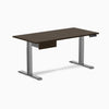 Desky Single Standing Desk With Drawer, Dark Bamboo desktop, Space Grey frame