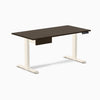 Desky Single Standing Desk With Drawer, Dark Bamboo desktop, Wheat frame