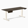 Desky Single Standing Desk With Drawer, Dark Bamboo desktop, Wheat frame