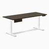 Desky Single Standing Desk With Drawer, Dark Bamboo desktop, White frame