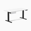 Desky Single Standing Desk With Drawer, White desktop, Matte Black frame
