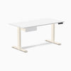 Desky Single Standing Desk With Drawer, White desktop, Wheat frame
