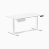 Desky Single Standing Desk With Drawer, White desktop, White frame