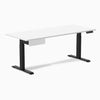 Desky Single Standing Desk With Drawer, White desktop, Matte Black frame