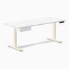 Desky Single Standing Desk With Drawer, White desktop, Wheat frame